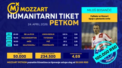 Humanitarni tiket u podne: Uz Miloša Bosančića do dobitnih 234.500 dinara